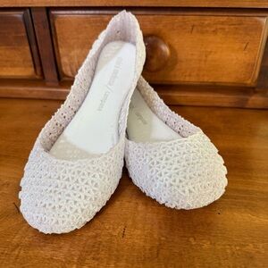 Mini Melissa Campana ballerina flat girls 3 white glitter Gel jelly shoe clear
